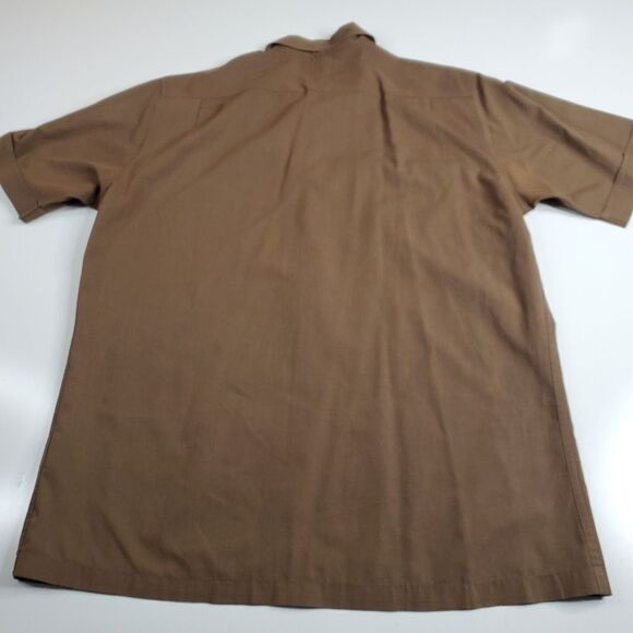 L QUIKSILVER DARK BROWN EMBROIDERED SHORT SLEEVE MEN'S DRESS SHIRT Large - Picture 13 of 16